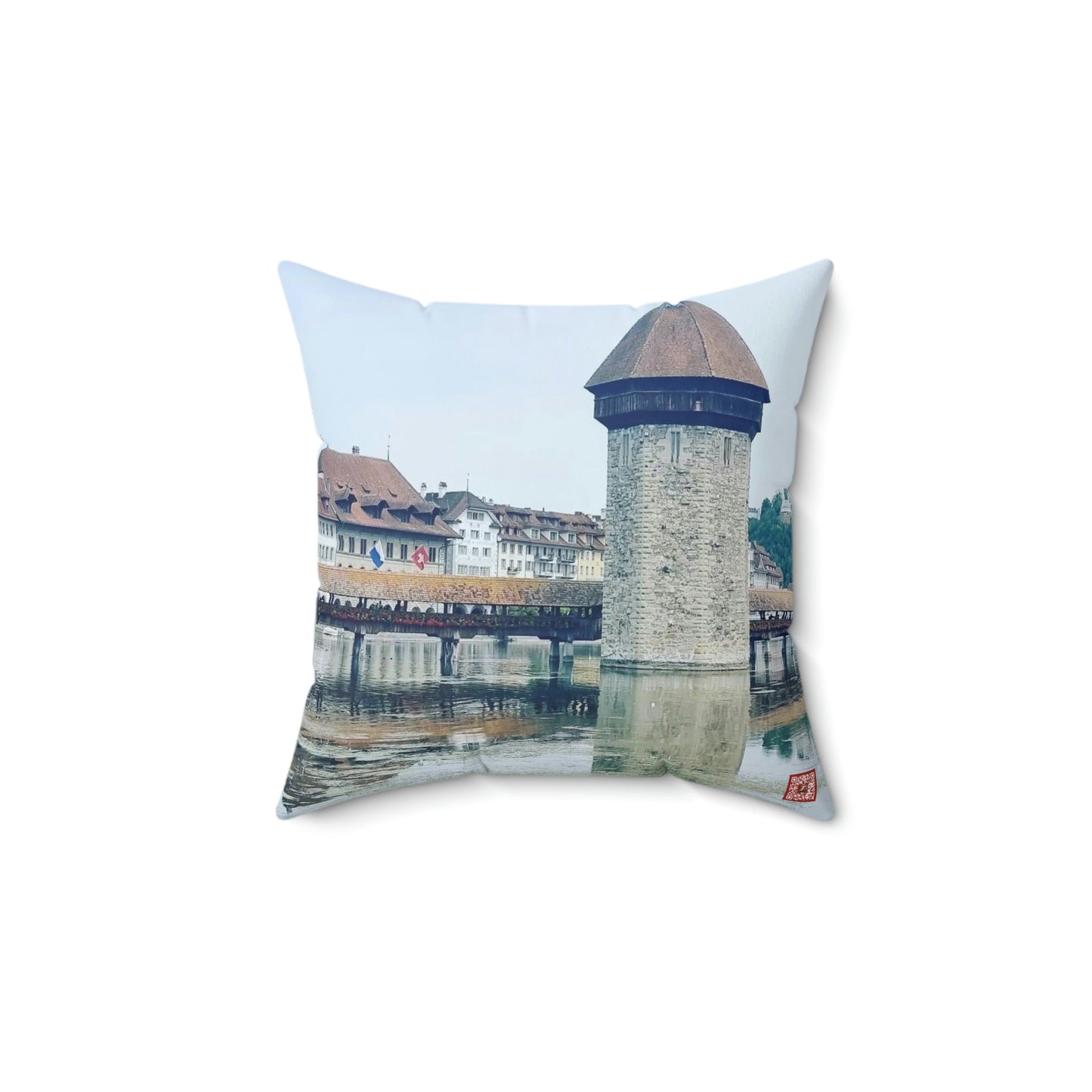 Chapel Bridge | Switzerland | Spun Polyester Square Pillow