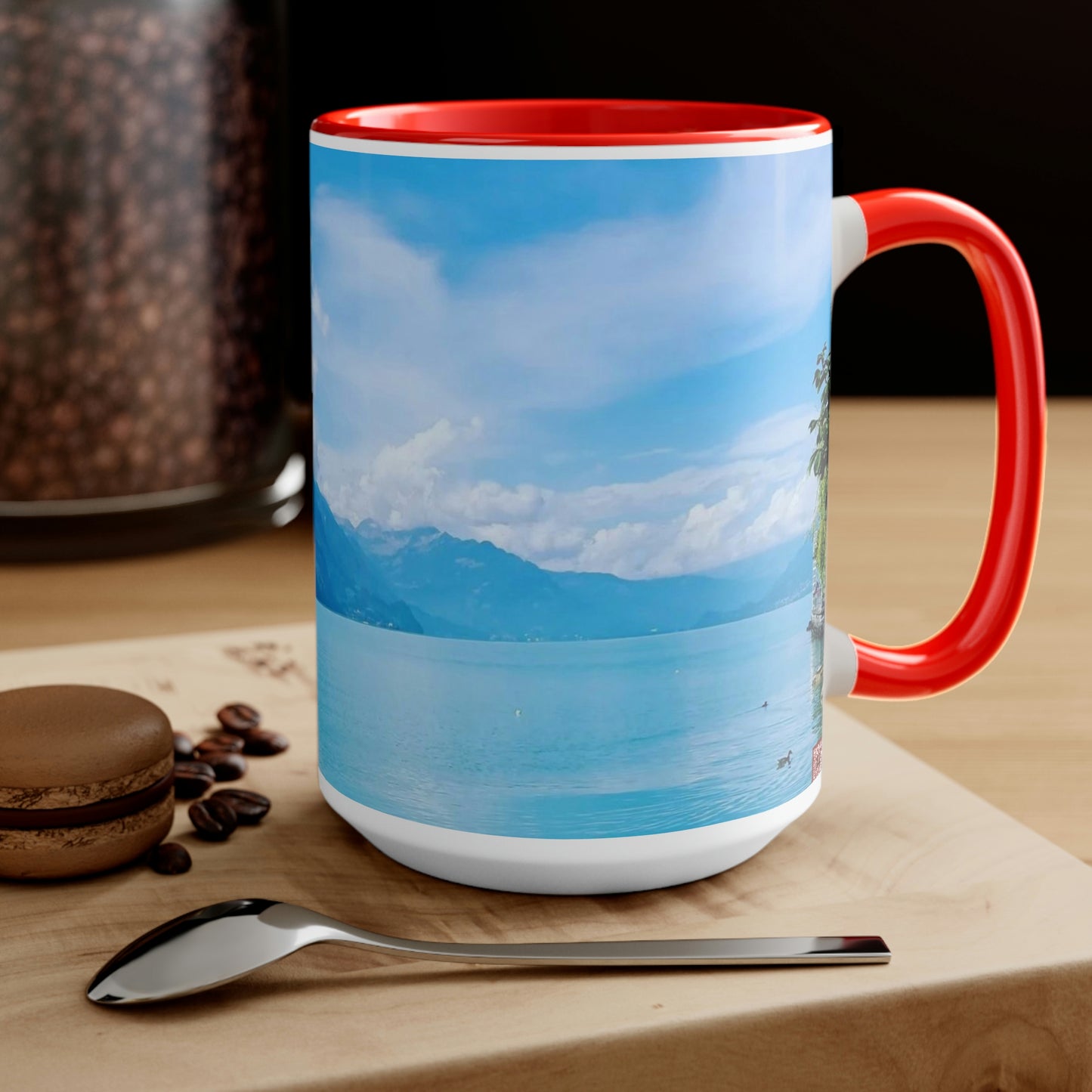 Lago de Brienz | Suiza | Tazas de café de dos tonos, 15 oz