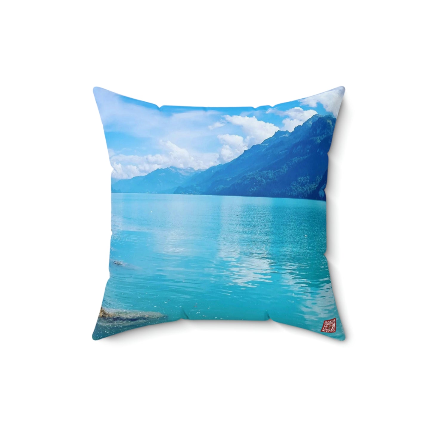 Lago de Brienz | Suiza | Almohada cuadrada de poliéster hilado