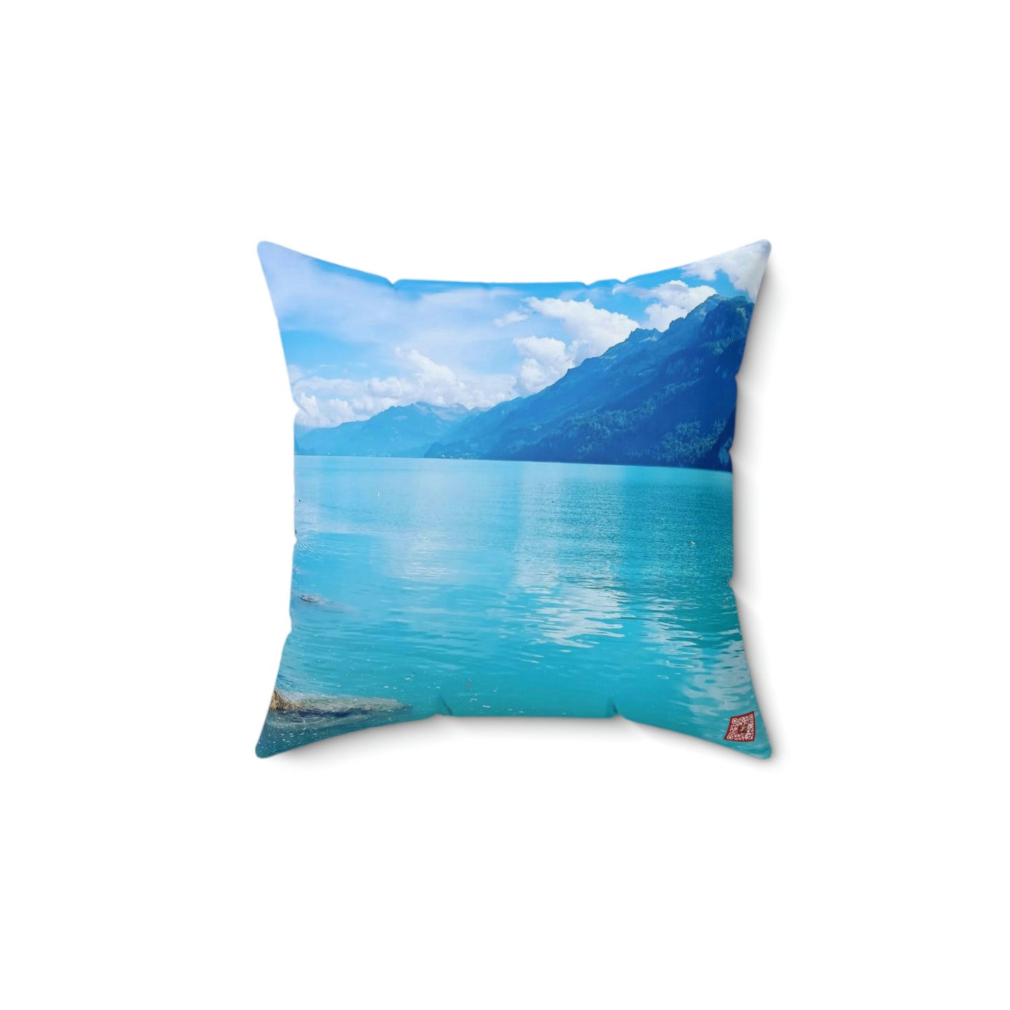 Lago de Brienz | Suiza | Almohada cuadrada de poliéster hilado