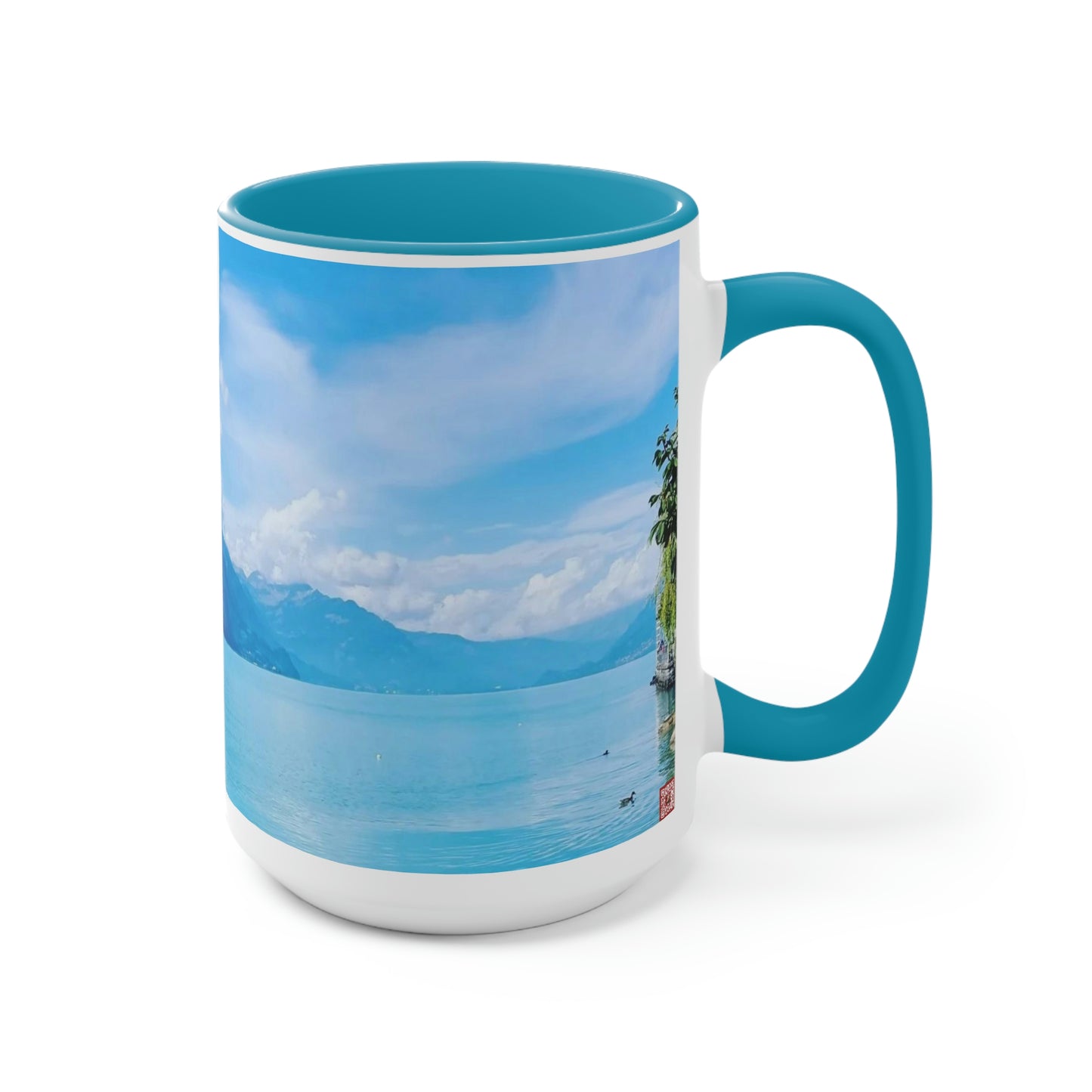 Lago de Brienz | Suiza | Tazas de café de dos tonos, 15 oz