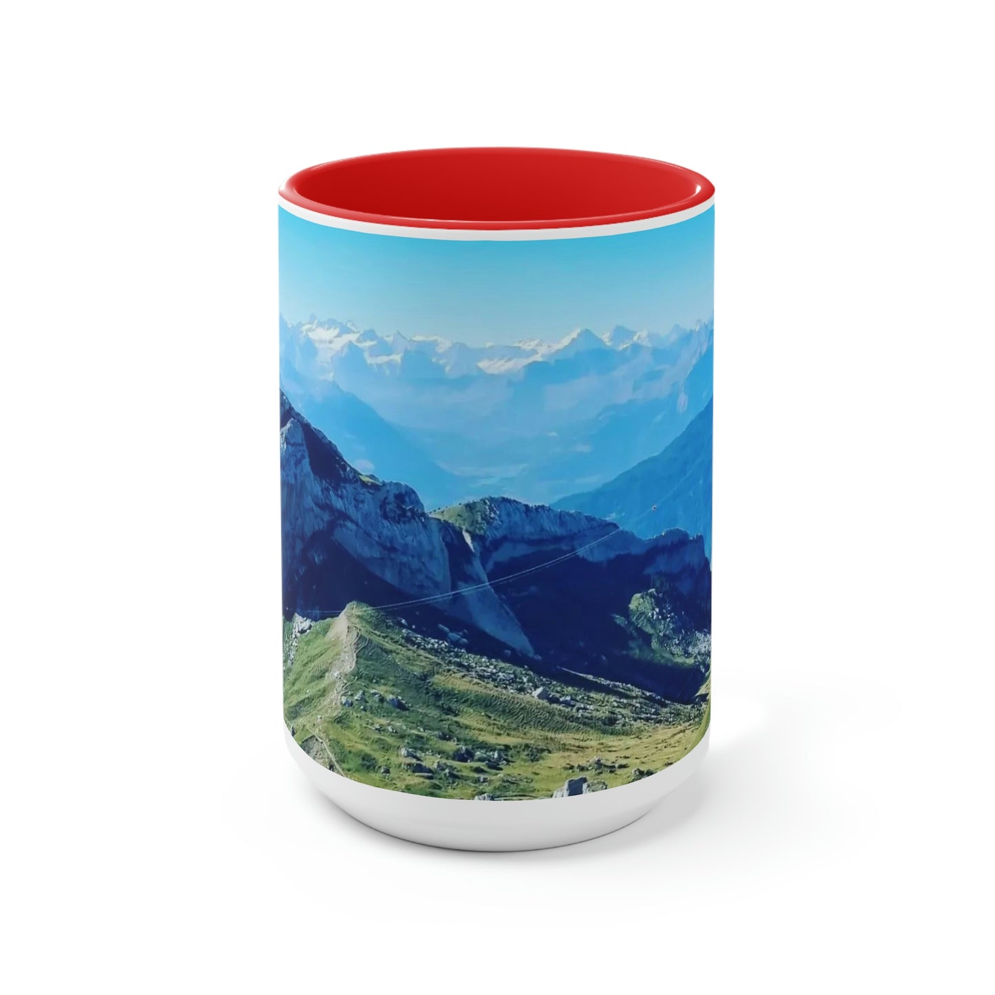 The Mt. Pilatus View | Switzerland | Two-Tone Coffee Mugs, 15oz