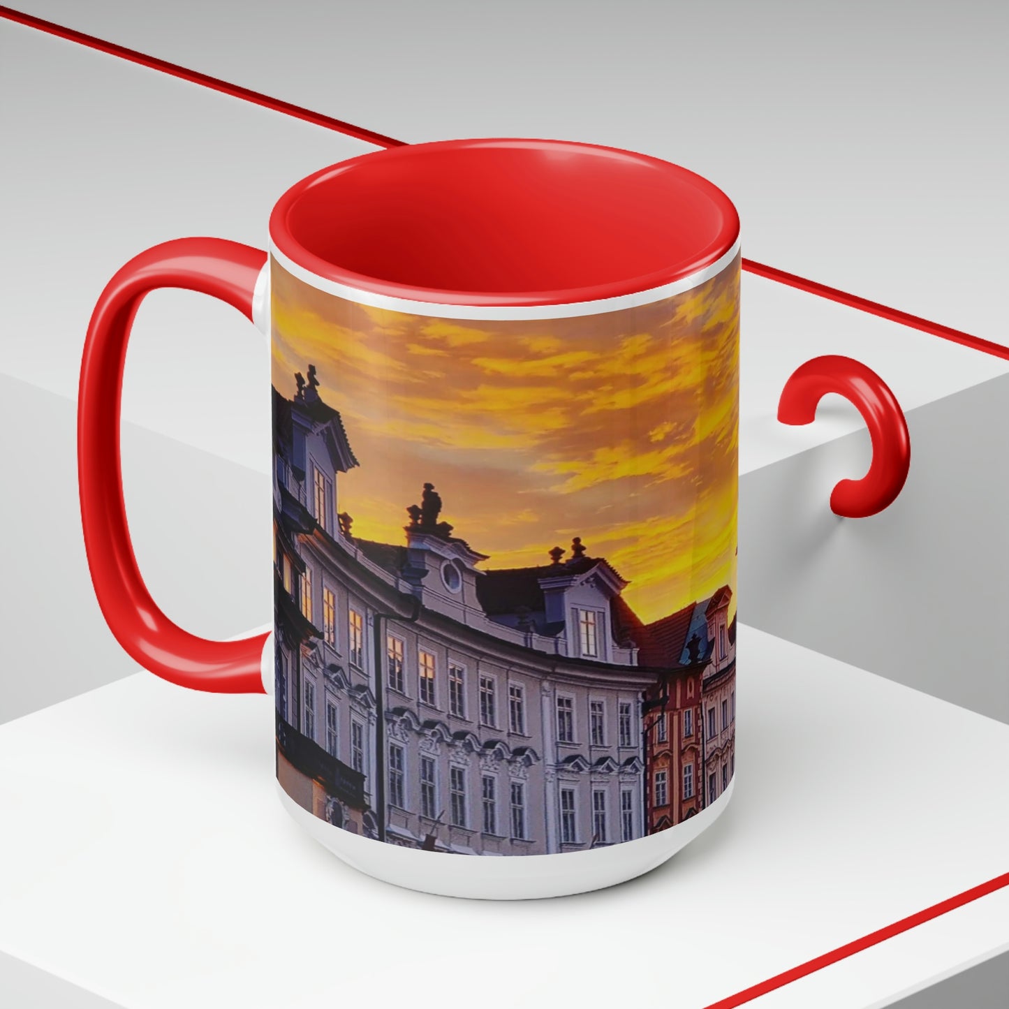 Le centre-ville | République tchèque | Tasses à café bicolores, 15 oz