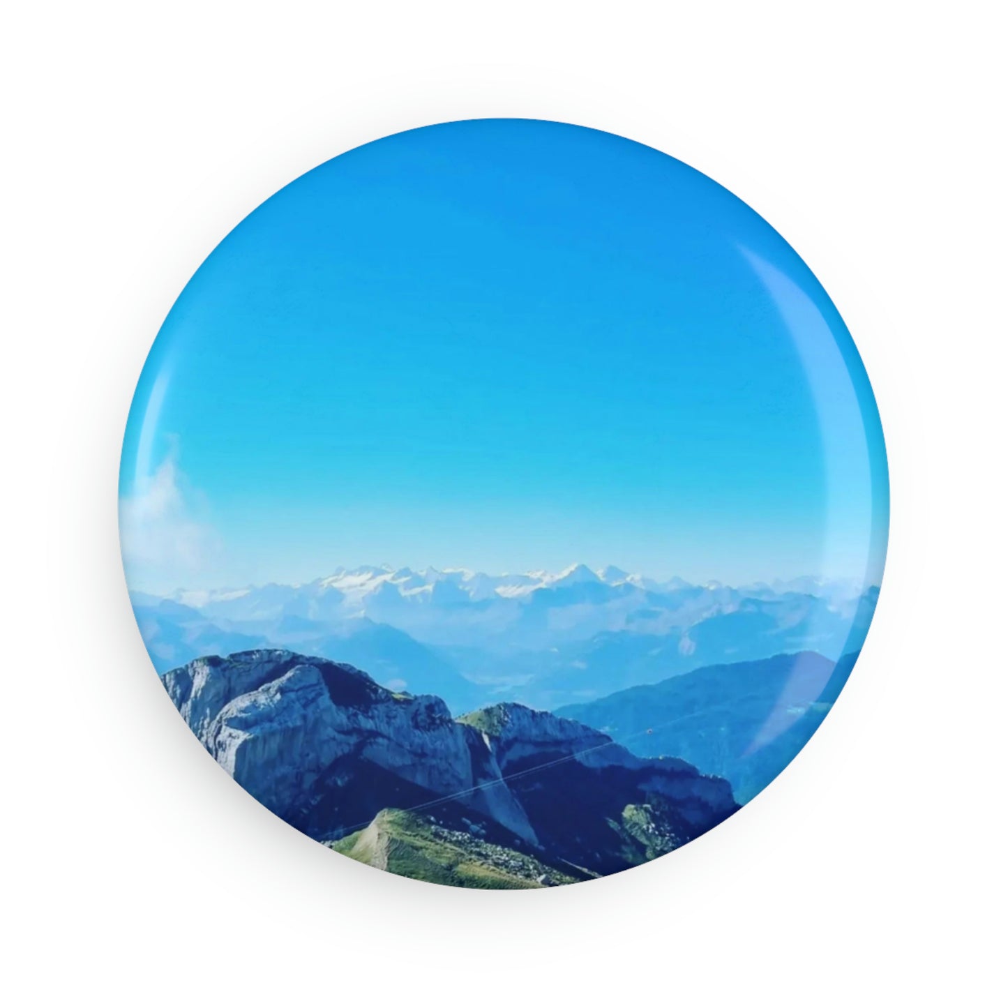 La vue du mont Pilatus | Suisse | Aimant Bouton, Rond (1 &amp; 10 pcs)