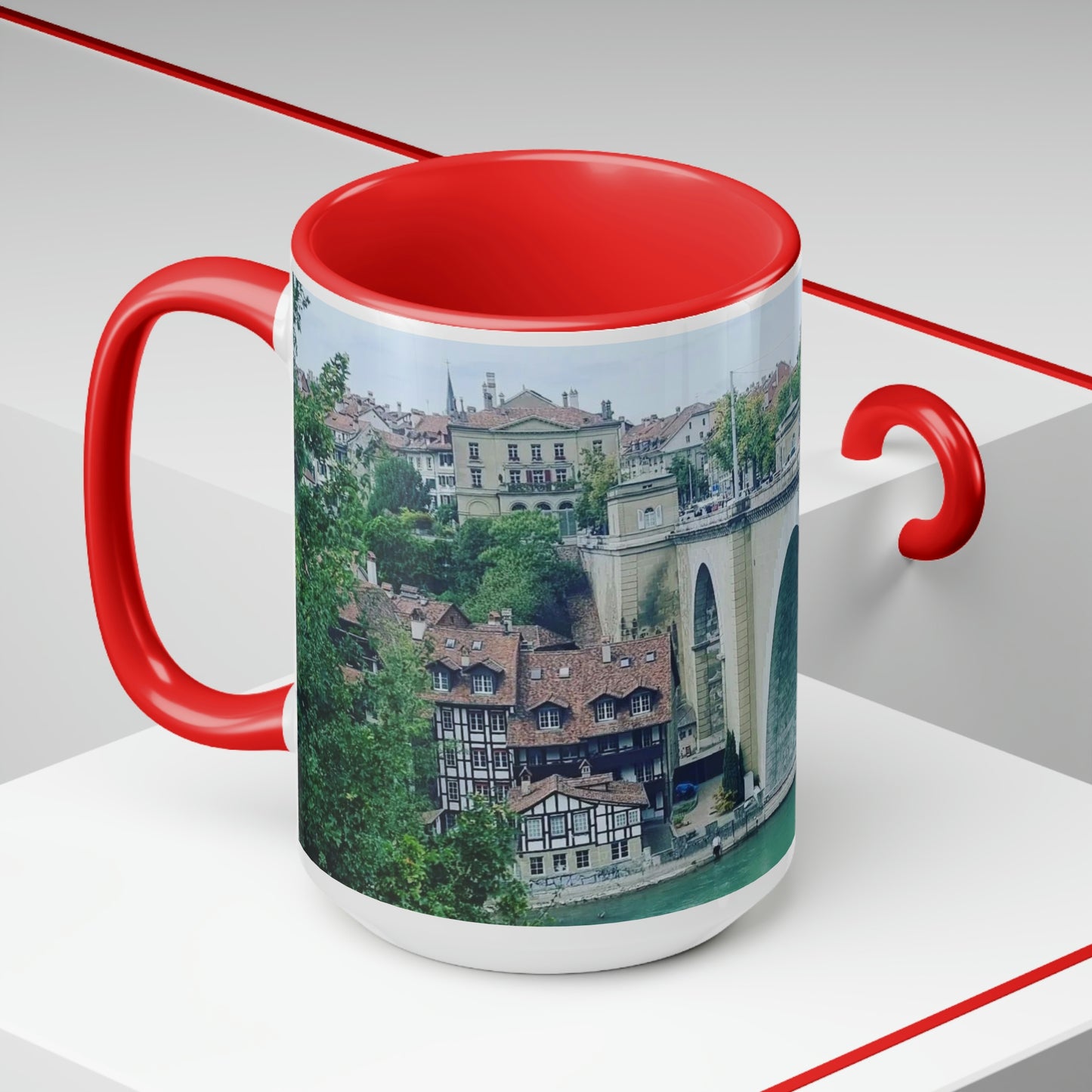 Berna | Suiza | Tazas de café de dos tonos, 15 oz