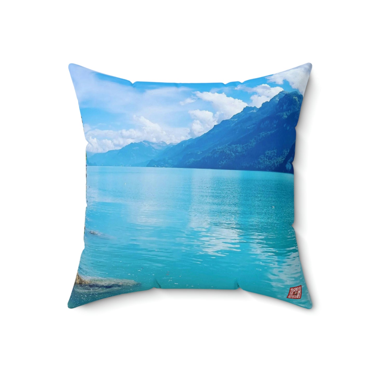 Lago de Brienz | Suiza | Almohada cuadrada de poliéster hilado