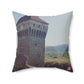 Castillo de Hunedoara Corvinilor | Rumania | Almohada cuadrada de poliéster hilado