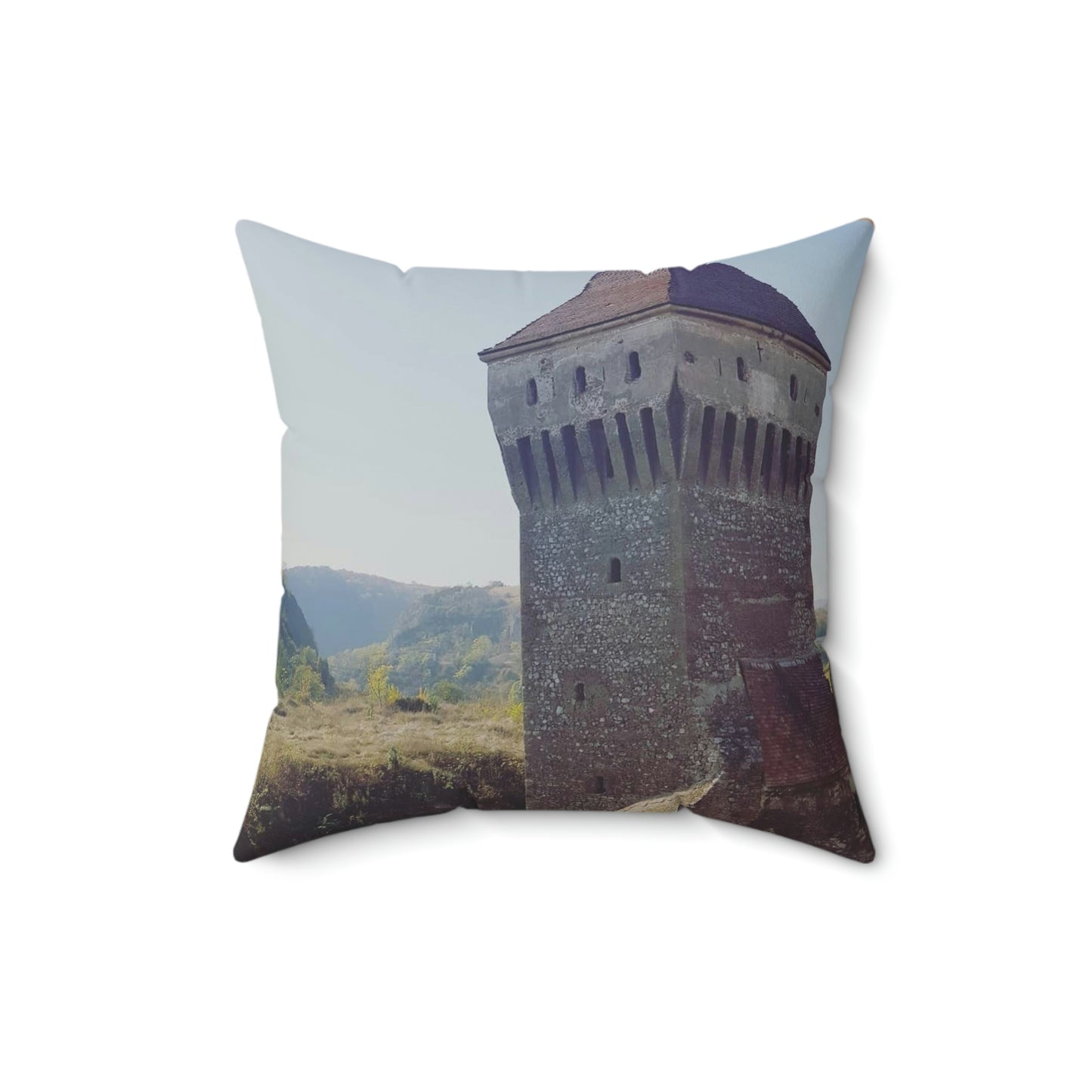 Château de Hunedoara Corvinilor | Roumanie | Oreiller carré en polyester filé