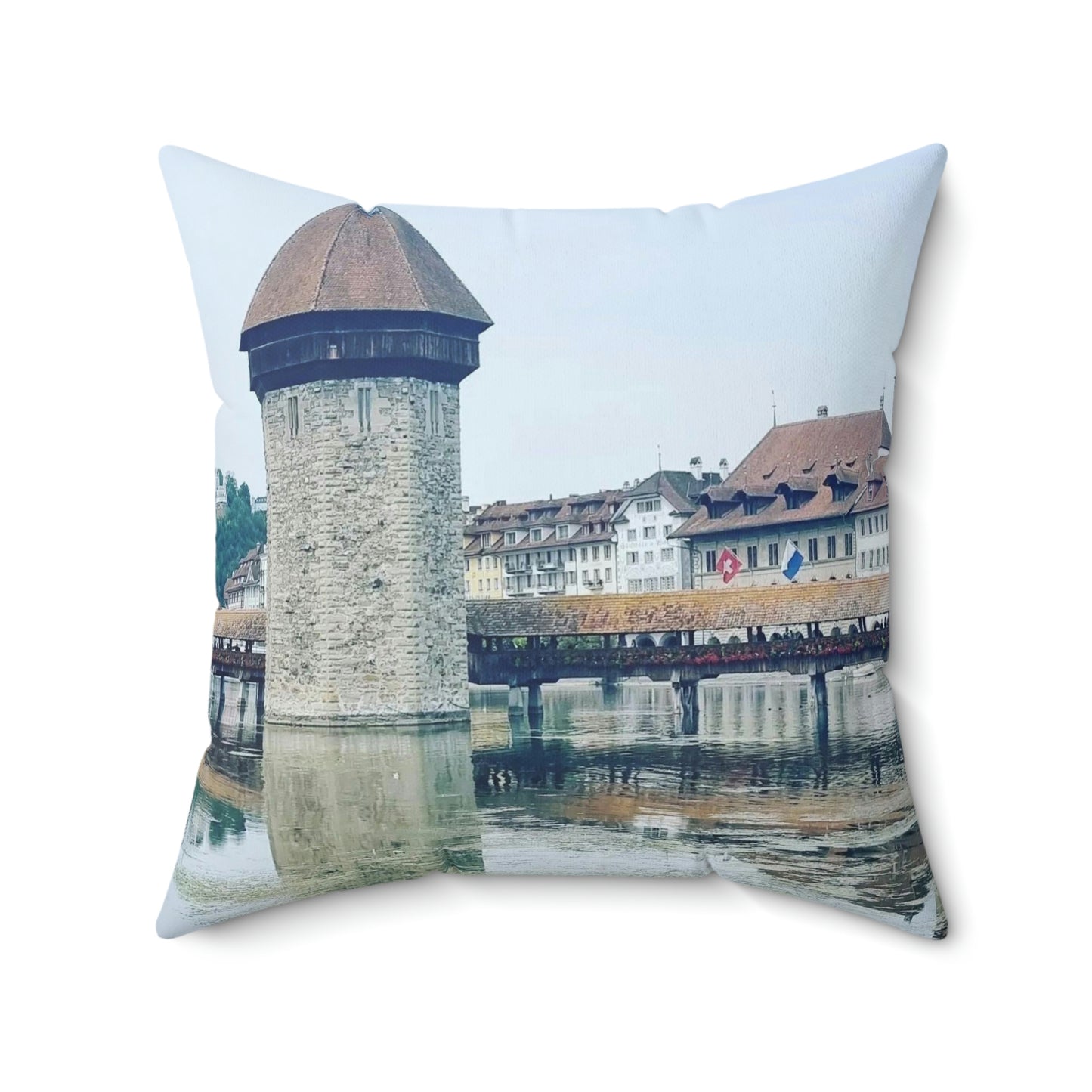 Chapel Bridge | Switzerland | Spun Polyester Square Pillow