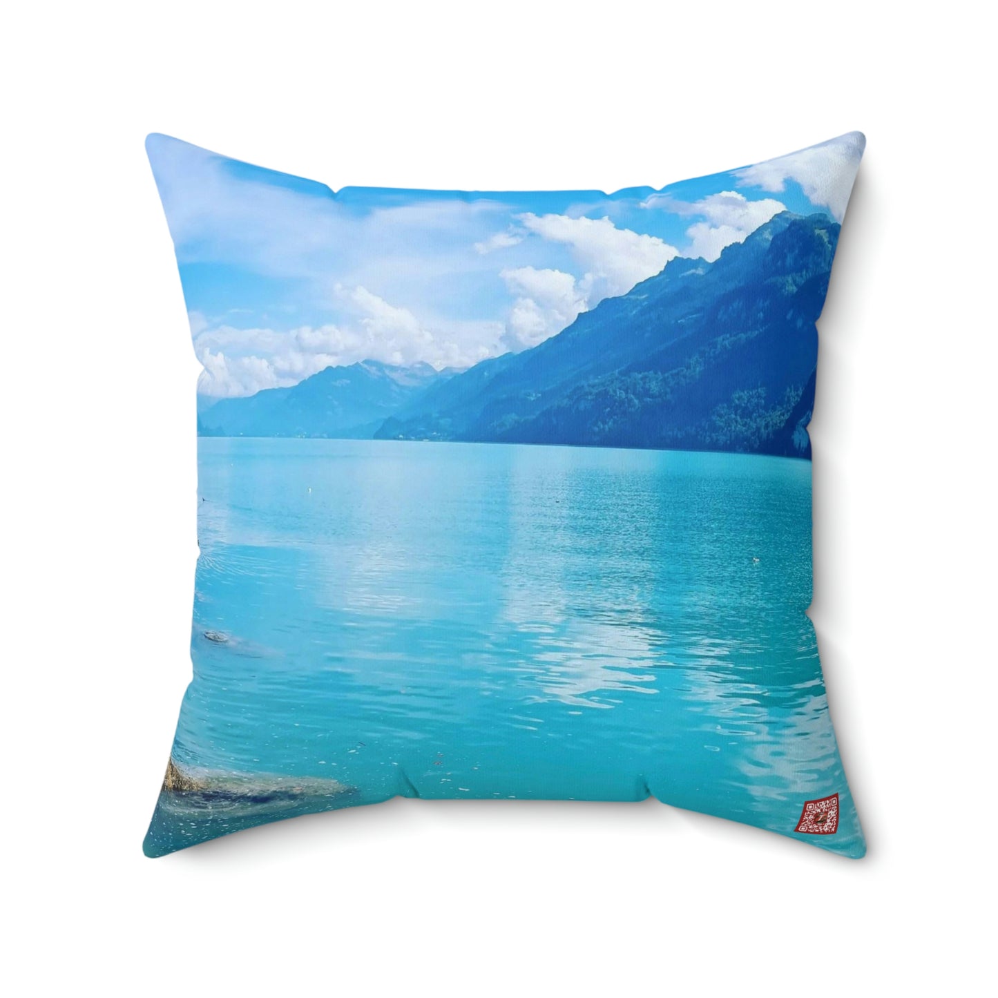 Lago de Brienz | Suiza | Almohada cuadrada de poliéster hilado