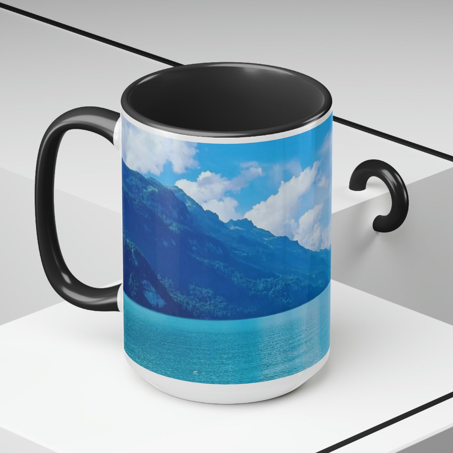 Lago de Brienz | Suiza | Tazas de café de dos tonos, 15 oz