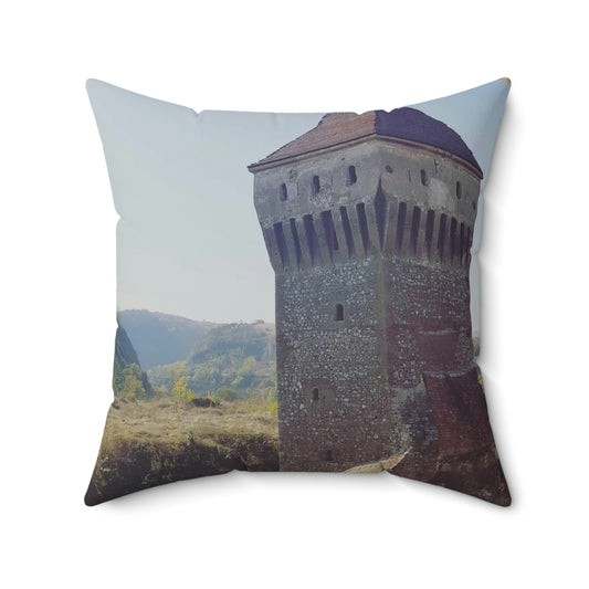 Château de Hunedoara Corvinilor | Roumanie | Oreiller carré en polyester filé
