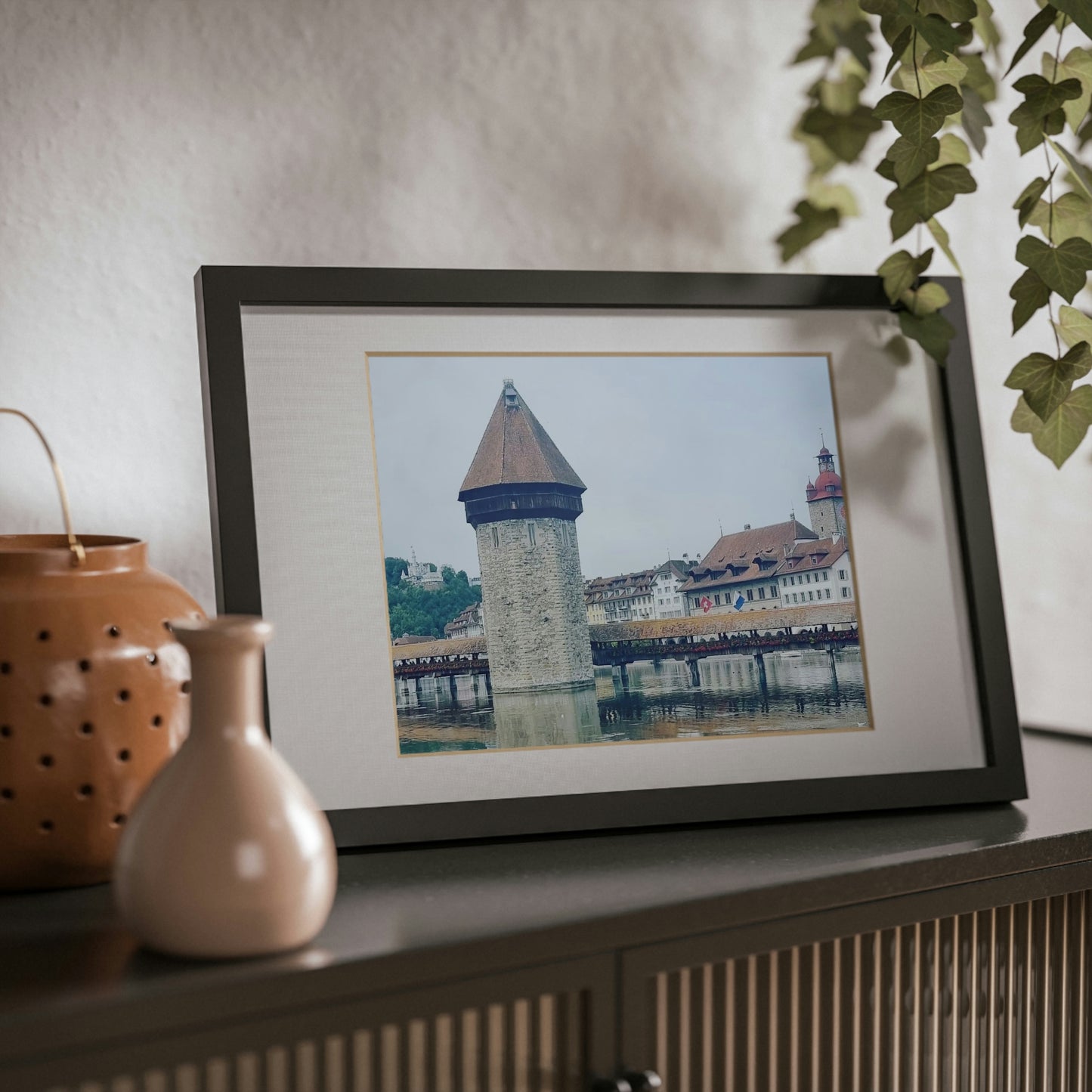 Puente de la Capilla | Suiza | Pósteres enmarcados, negro